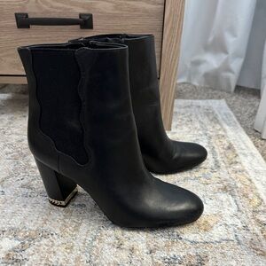 Black Ankle Boots with Gold trim heel